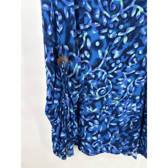Kaktus Womens Sleeveless Blue Dress With Abstract Leaf Pattern Size M - Picture 3 of 7